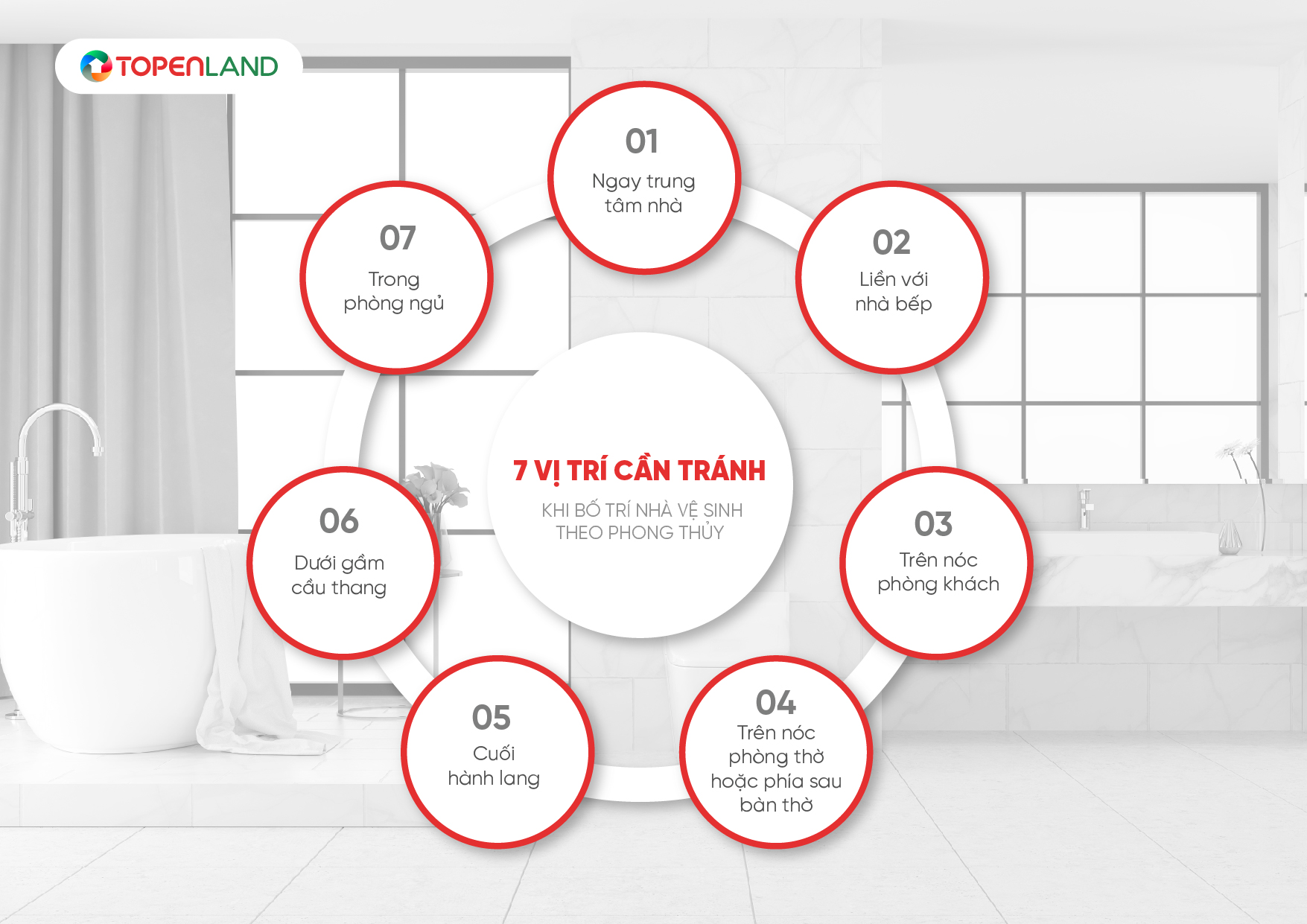 7 vị trí kiêng kỵ trong phong thủy nhà vệ sinh